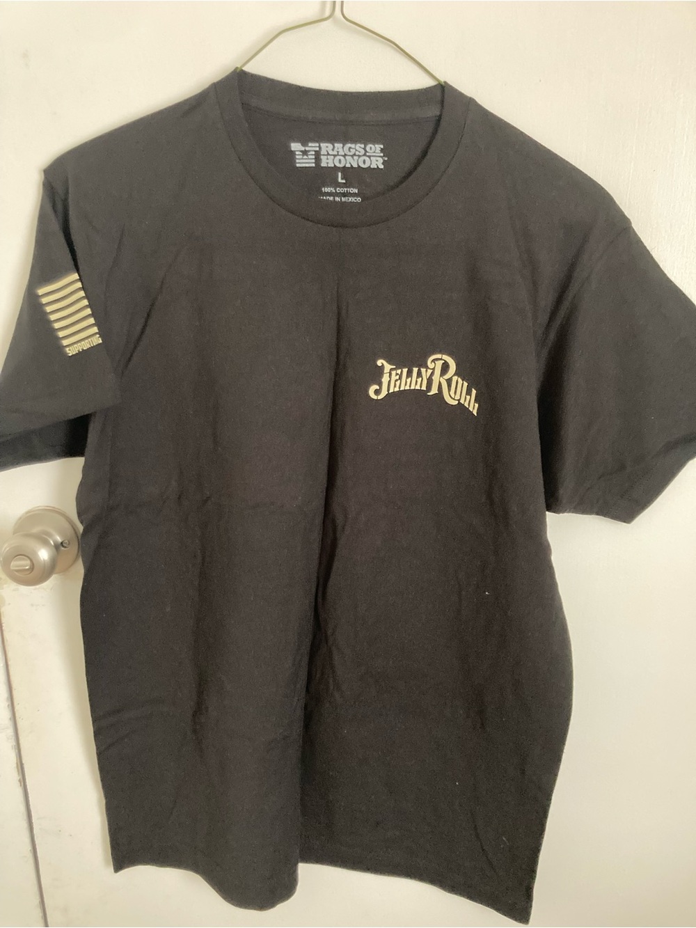 Graphic Short Sleeve Tee — Black with Gold Logo